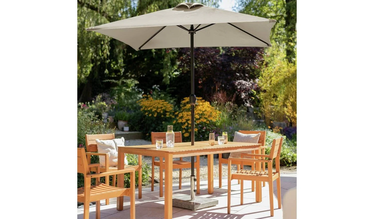 2m Square Garden Parasol - Cream - Image 3