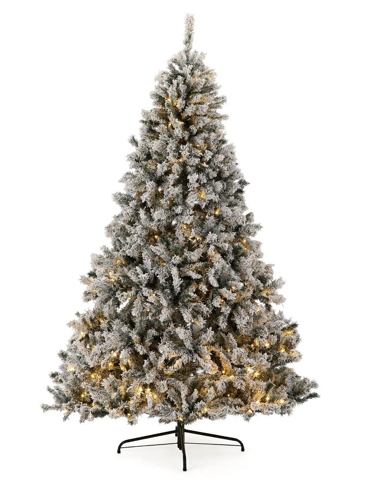 6ft Flocked Pre-lit Downswept Pine Christmas Tree Elegant and Lifelike Holiday Decor - Image 2