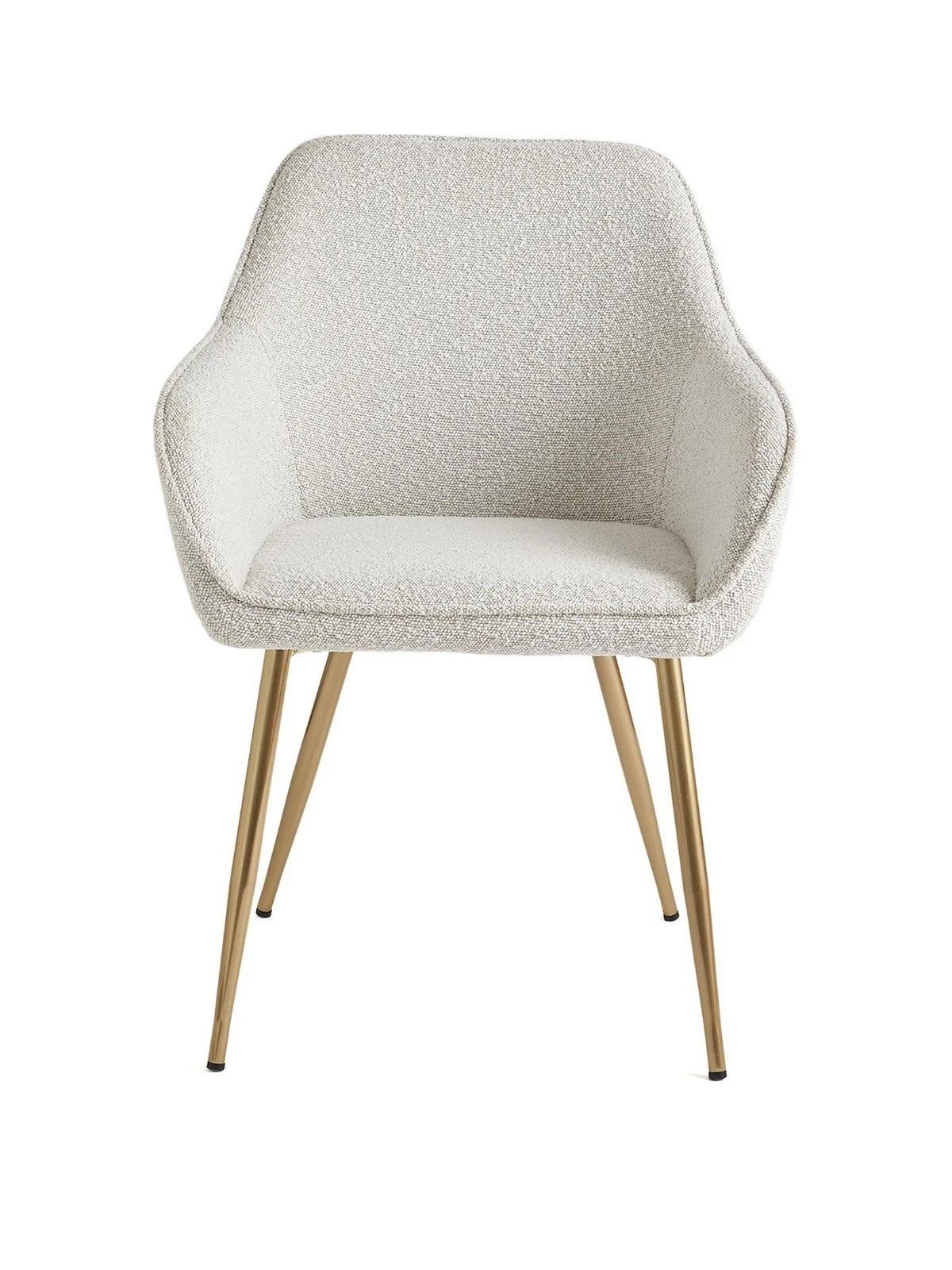 Alisha Pair of Boucle Dining Chairs | Cream & Brass | Mid-Century Modern - Image 2