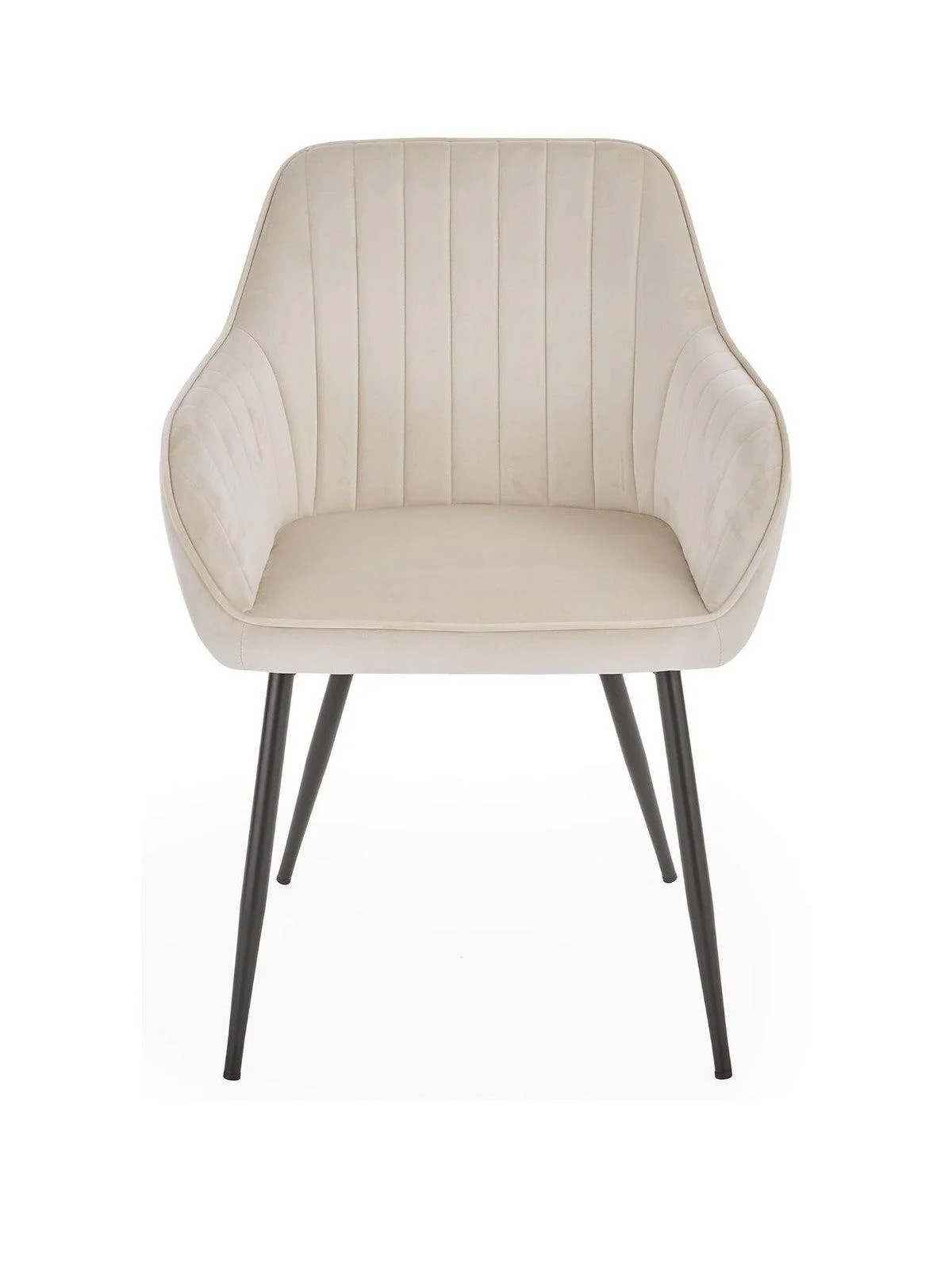 Alisha Pair of Fabric Dining Chairs Natural | Mid-Century Modern | Black Legs - Image 3