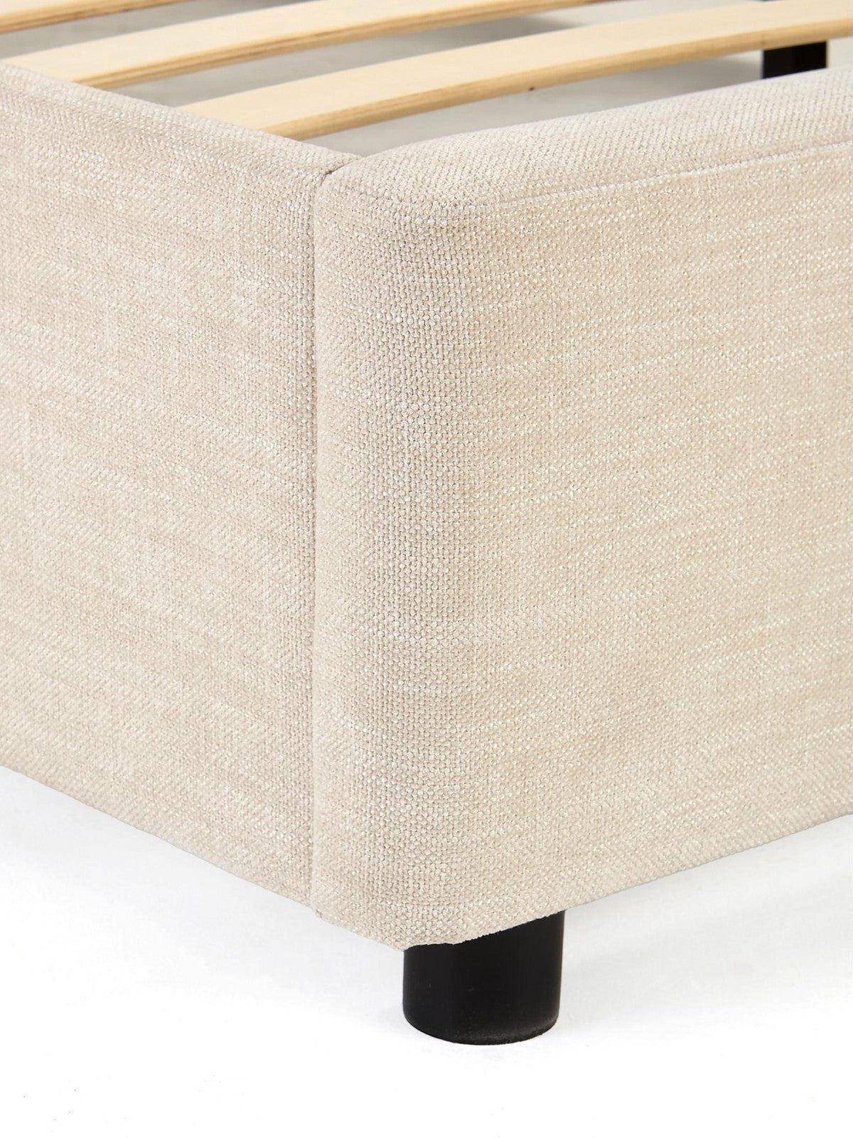 Amaya Double Bed Ivory | Built-in Side Tables & Drawers | No Mattress - Image 6