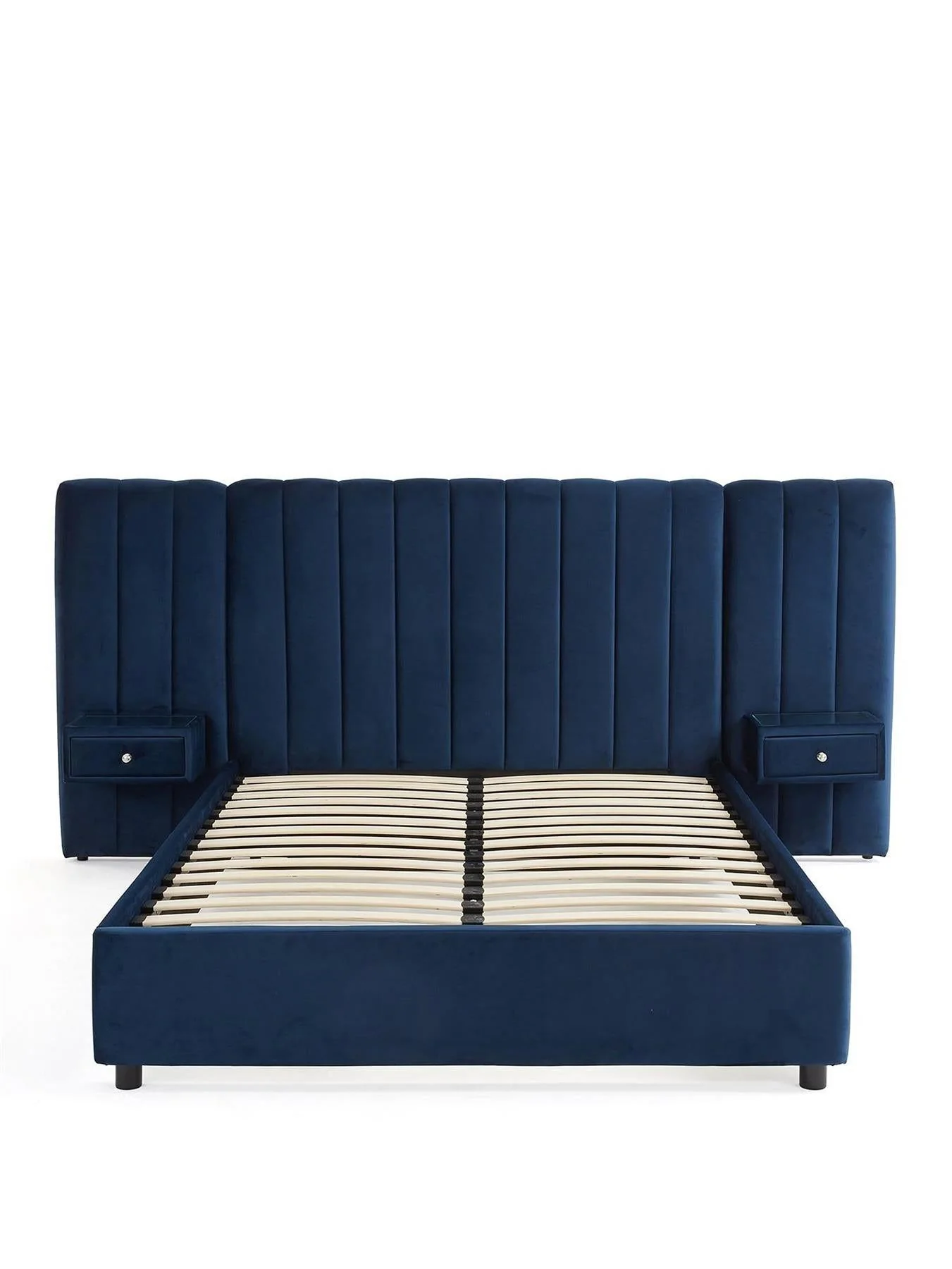 Amaya Double Bed with Side Tables Blue Modern Bedroom Furniture Set - Image 2