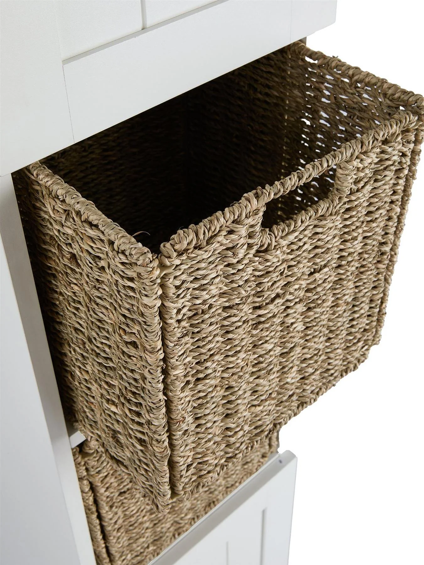 Amigo Tall Cabinet With 2 Baskets White Oak For Bathroom Storage UK - Image 6
