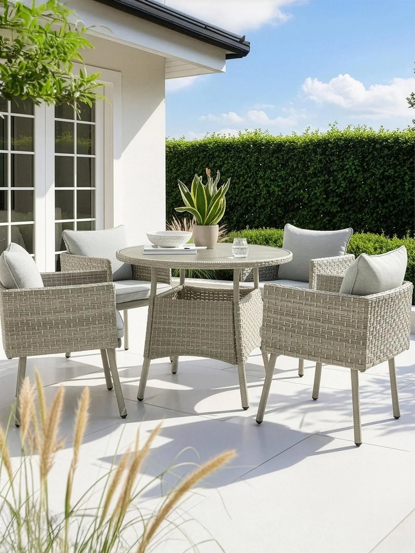 Antigua 4-Seater Dining Set Garden Patio Furniture Table Chairs