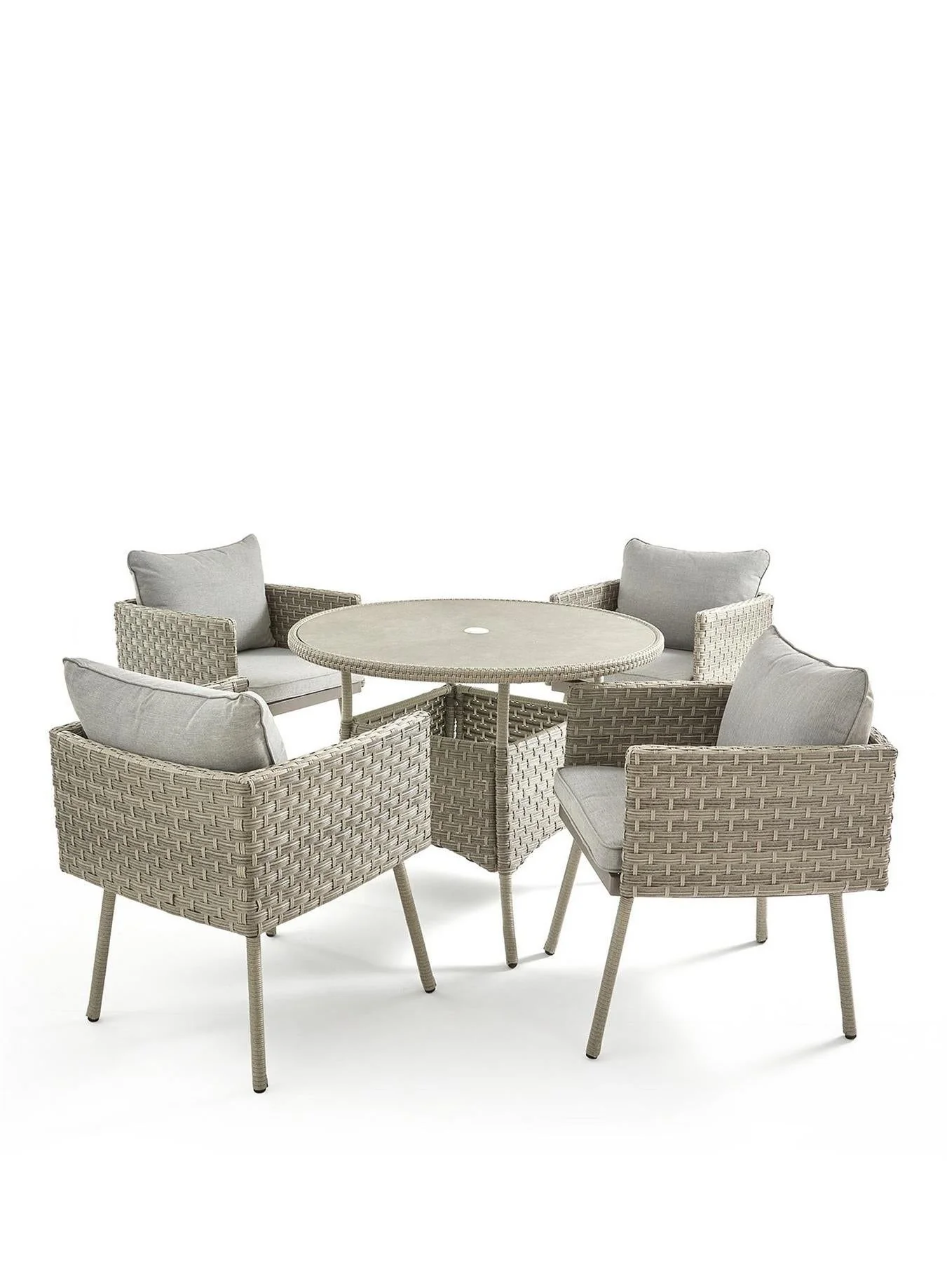 Antigua 4-Seater Dining Set Garden Patio Furniture Table Chairs - Image 2