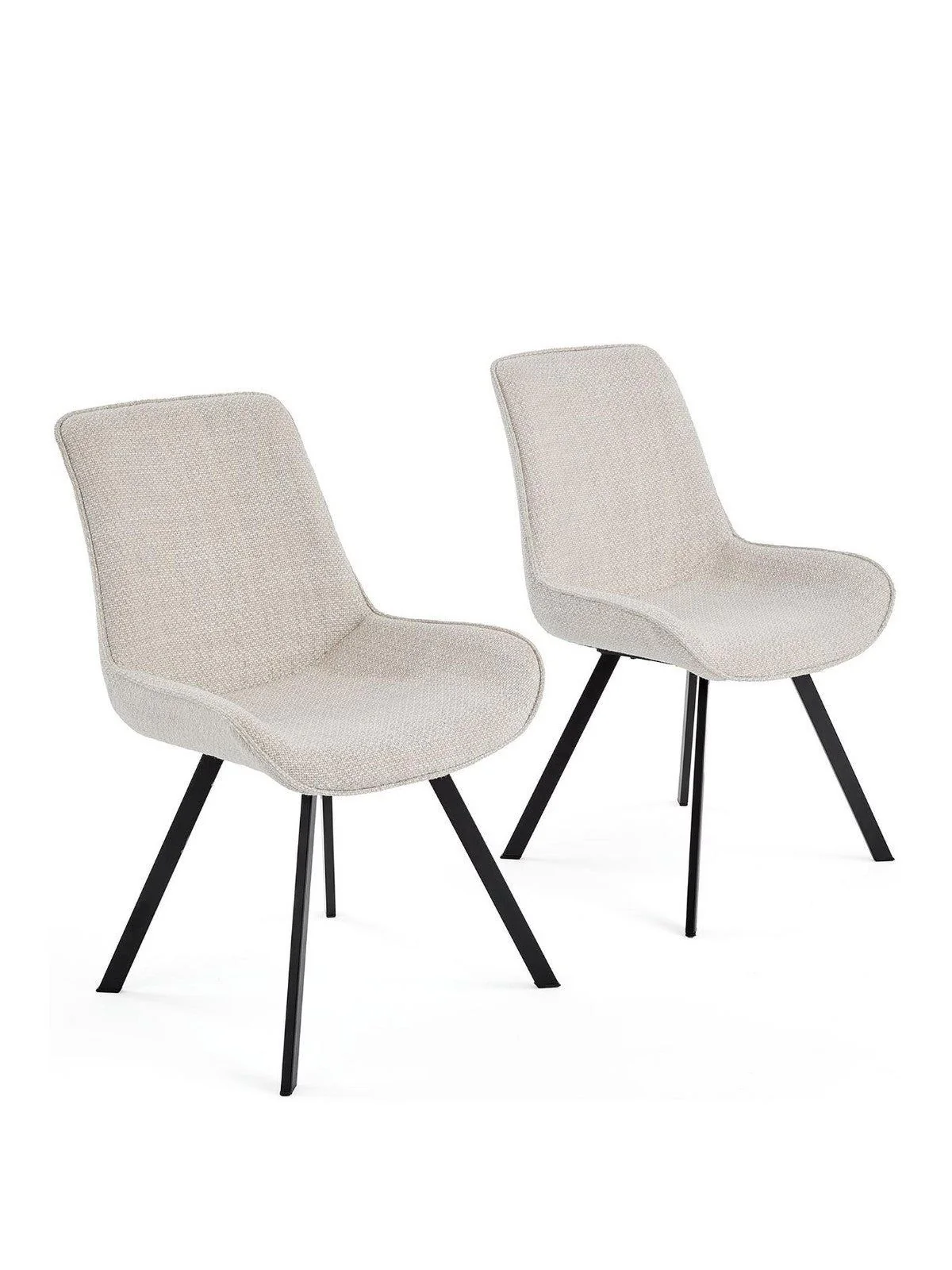 Arabella Pair of 2 Fabric Chairs Grey & Black | Two-Tone Design | Scandi Style | Splayed Legs - Image 3