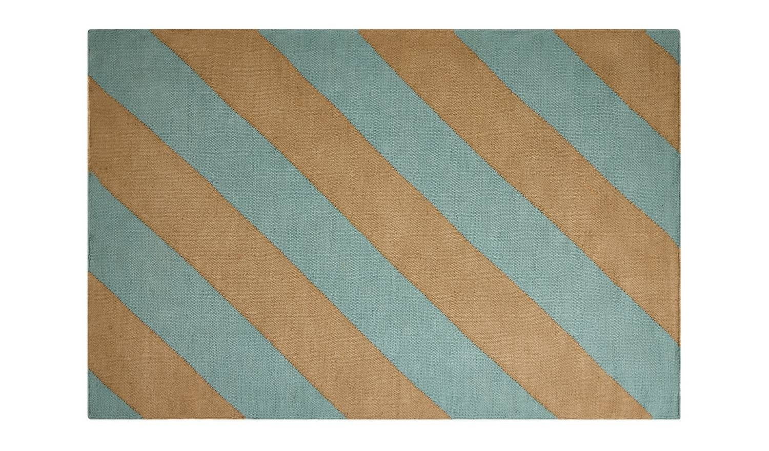 Archive Diagonal Stripe Blue Flatweave Rug 160x230cm Patterned Living Room