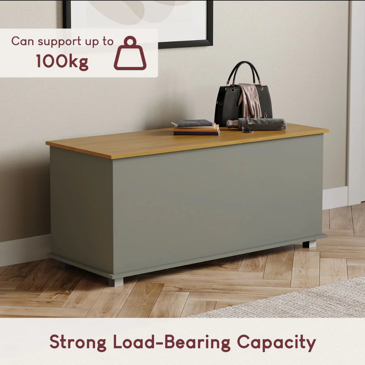 Arlington Storage Ottoman Grey Foot Stool Bench Seat Box Chest Lid UK - Image 8