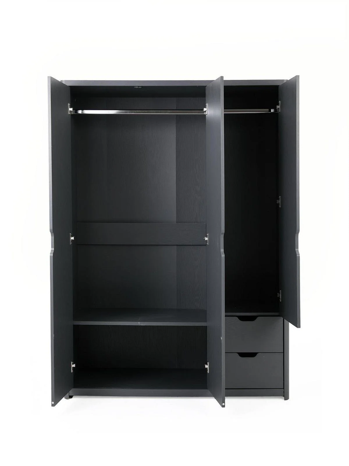 Aspen 3 Door 2 Drawer Wardrobe Dark Grey Oak Effect Storage - Image 3