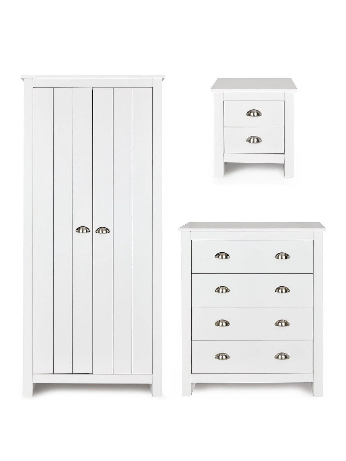 Atlanta 3 Piece Bedroom Set White | 2 Door Wardrobe, Chest & Bedside | Kids Room - Image 2
