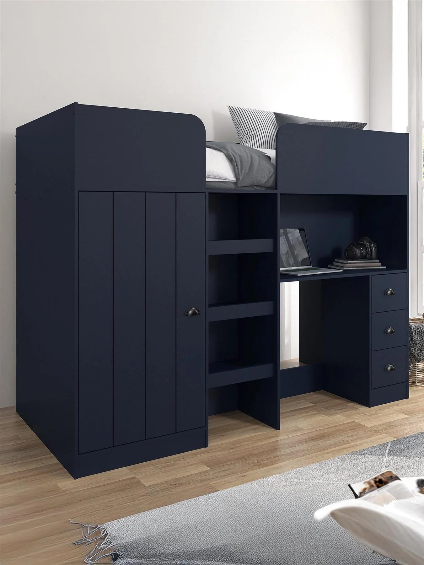 Atlanta High Sleeper Bed Navy Space-Saving Kids Bedroom Stylish Solution
