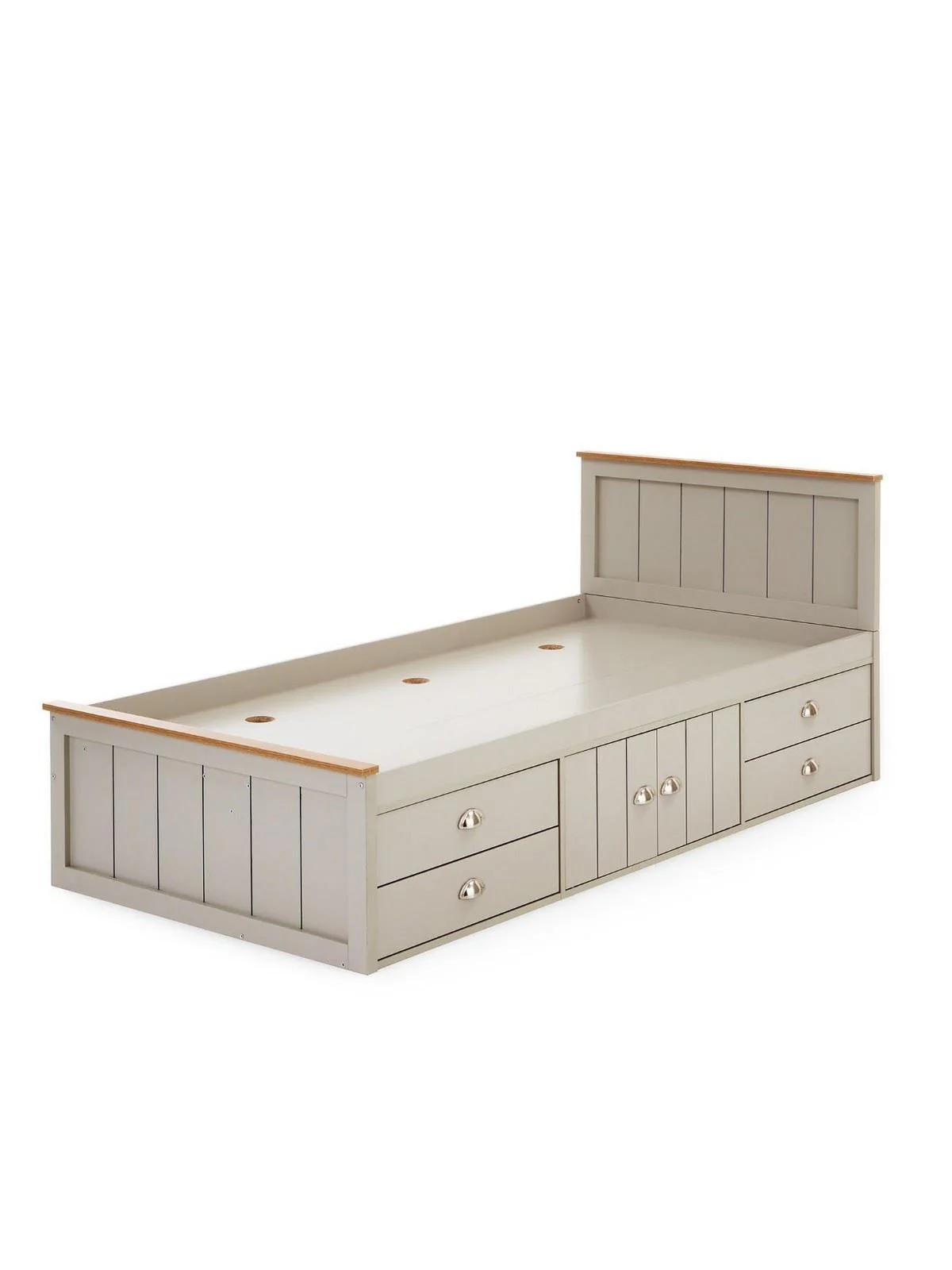 Atlanta Kids Single Bed with Drawer and Cupboard Storage Light Grey Oak - Image 3