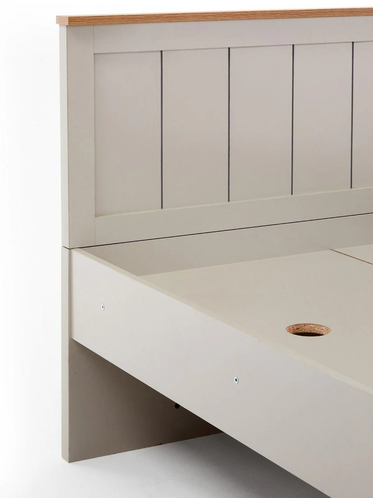 Atlanta Kids Single Bed with Drawer and Cupboard Storage Light Grey Oak - Image 4