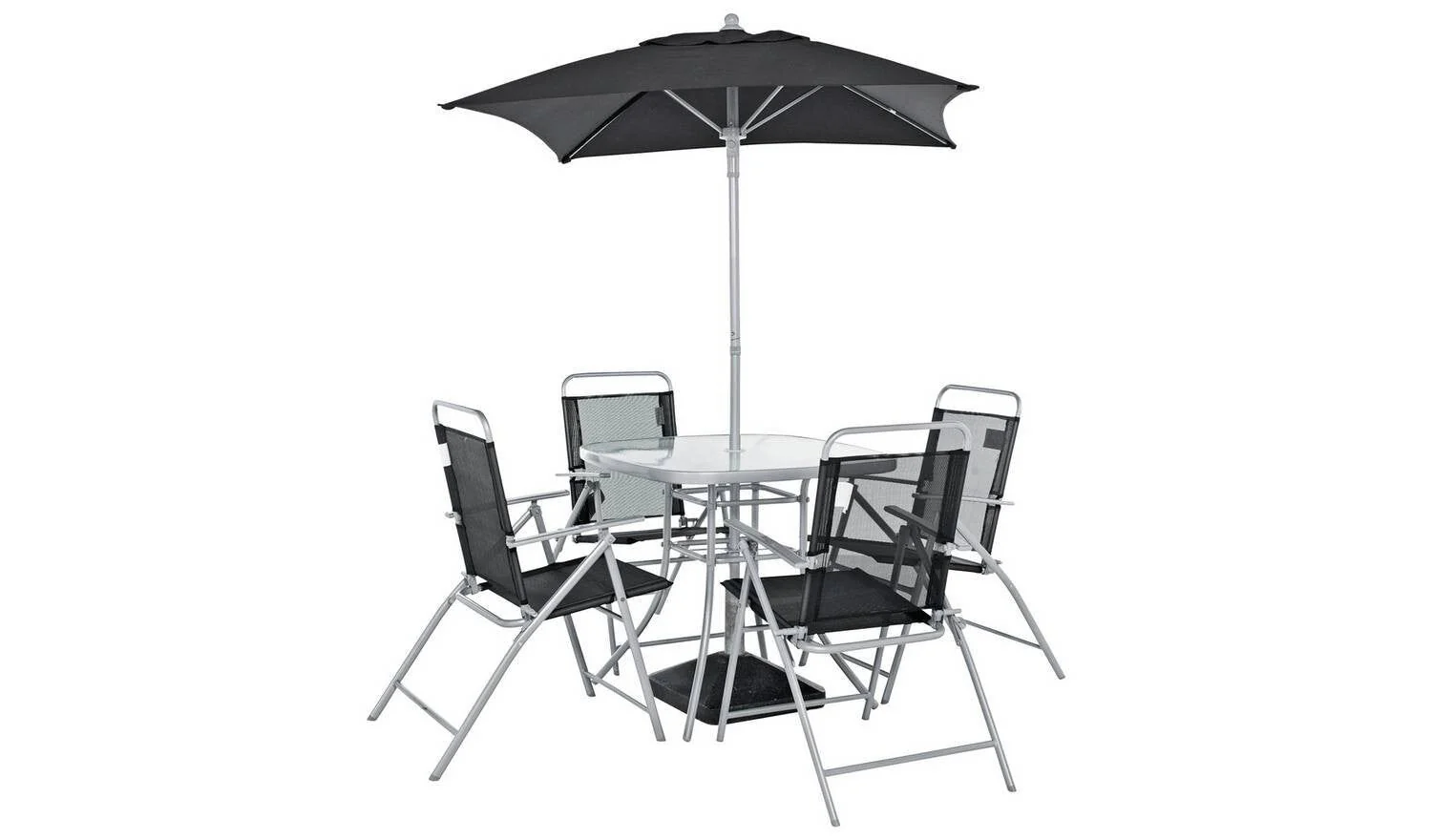 Atlantic 4 Seater Folding Metal Patio Set Black Garden Furniture Dining