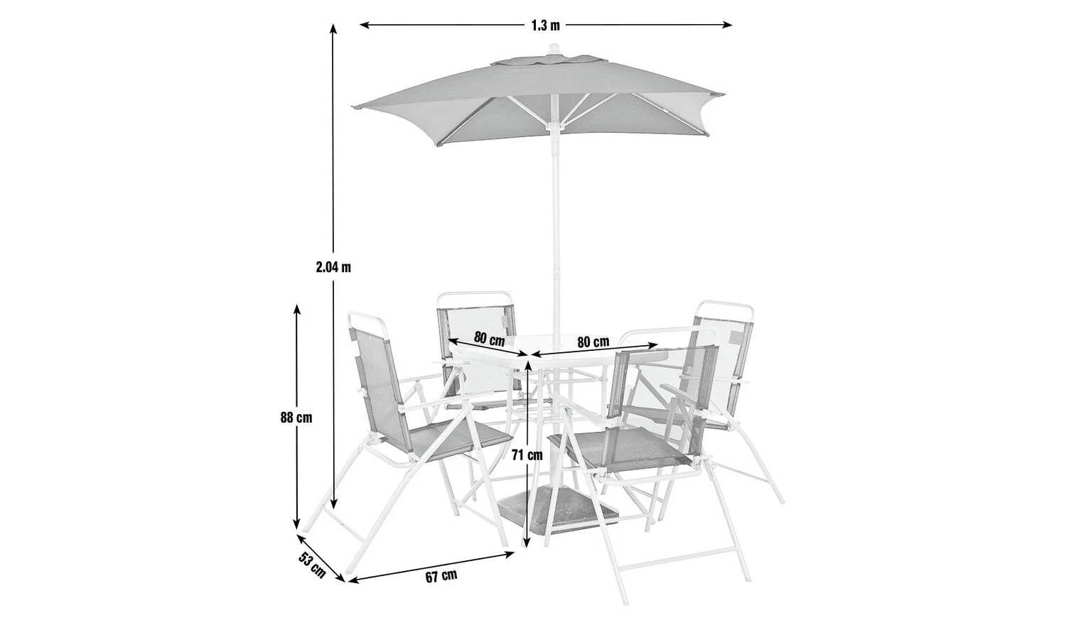 Atlantic 4 Seater Folding Metal Patio Set Black Garden Furniture Dining - Image 2