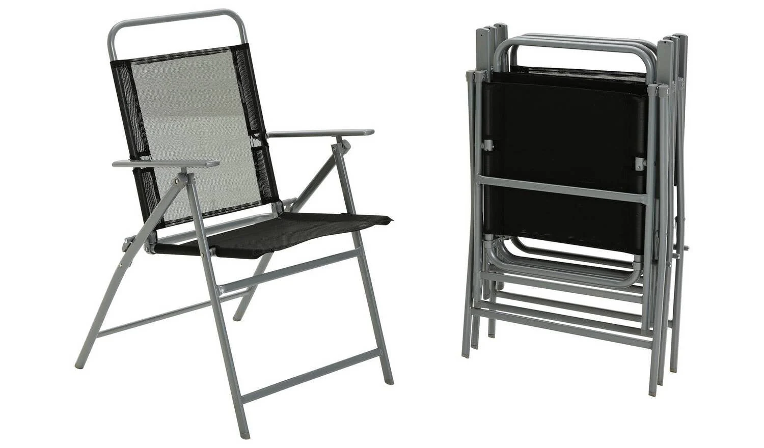 Atlantic 4 Seater Folding Metal Patio Set Black Garden Furniture Dining - Image 5