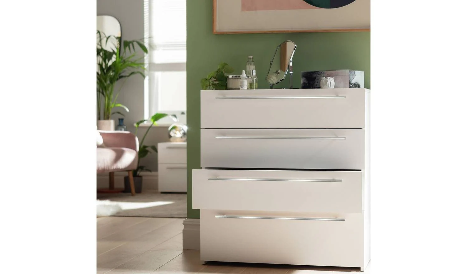 Atlas 4 Drawer Chest White For Bedroom Hallway Living Room Storage - Image 3