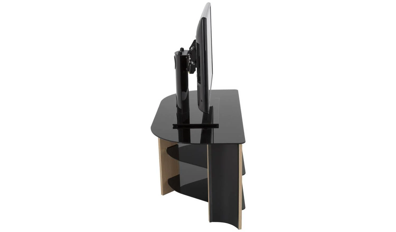 AVF Up To 42 Inch TV Stand Black Glass Oak Effect With Shelves UK - Image 8