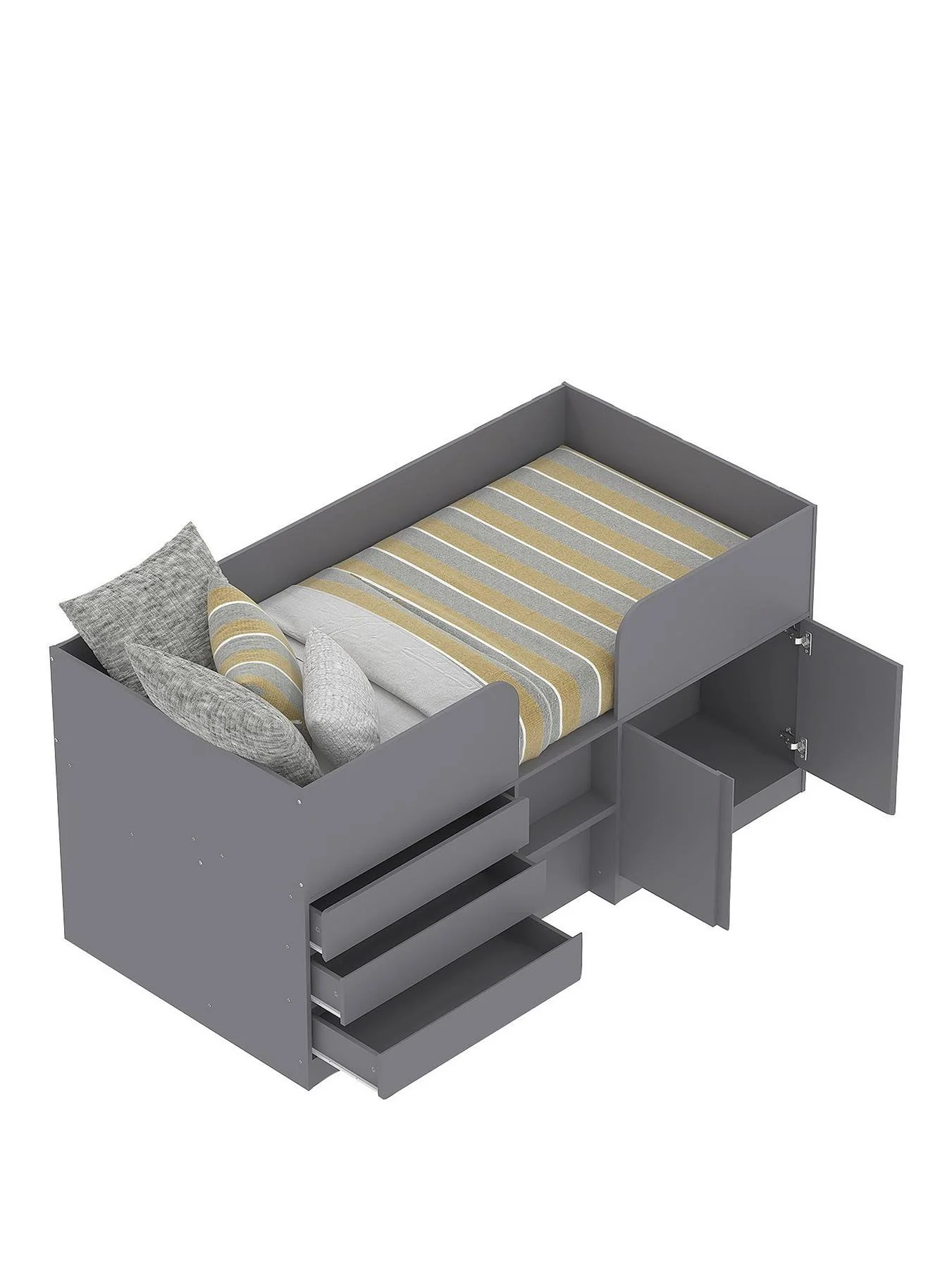 Bailey Mid Sleeper Bed Grey Kids Childrens Bedroom Furniture UK - Image 2