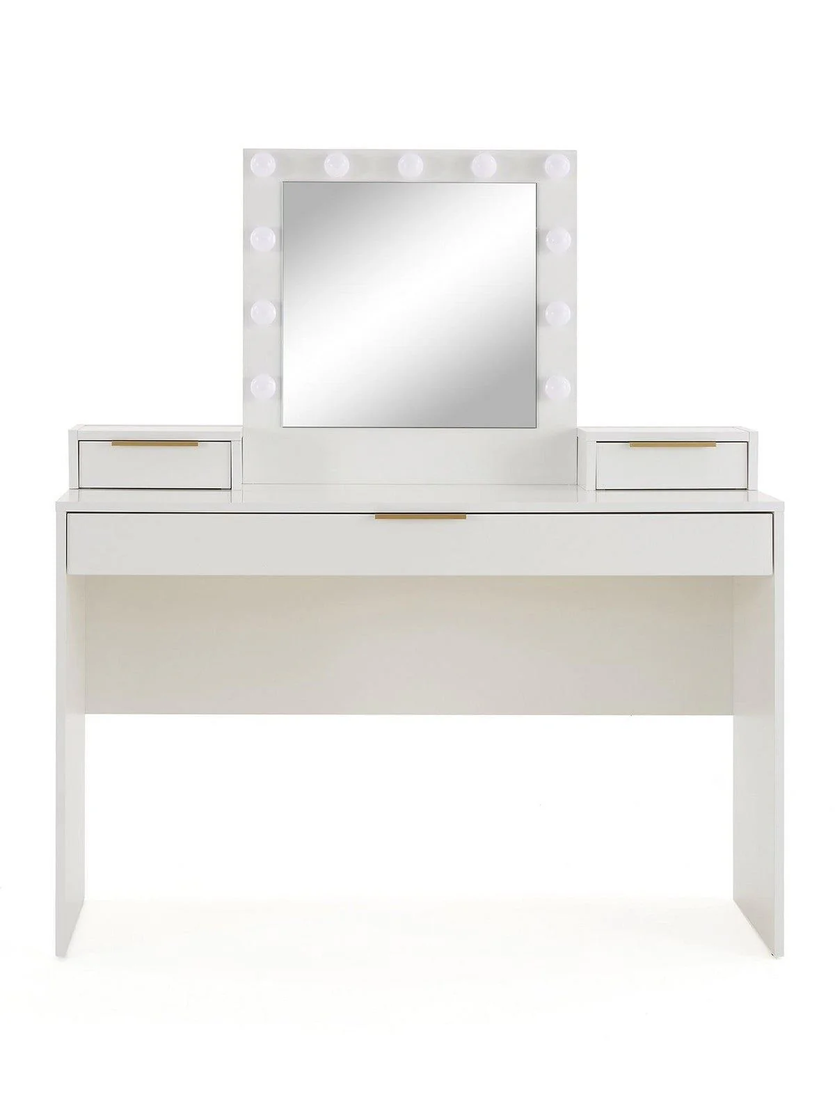 Bessy Gloss Dressing Table with Mirror White LED Vanity Set with Drawers - Image 2