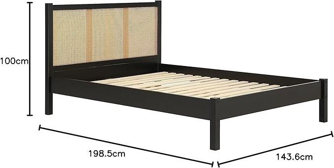 Birlea Croxley Rattan Double Bed Frame Black Oak Bedroom Furniture - Image 2