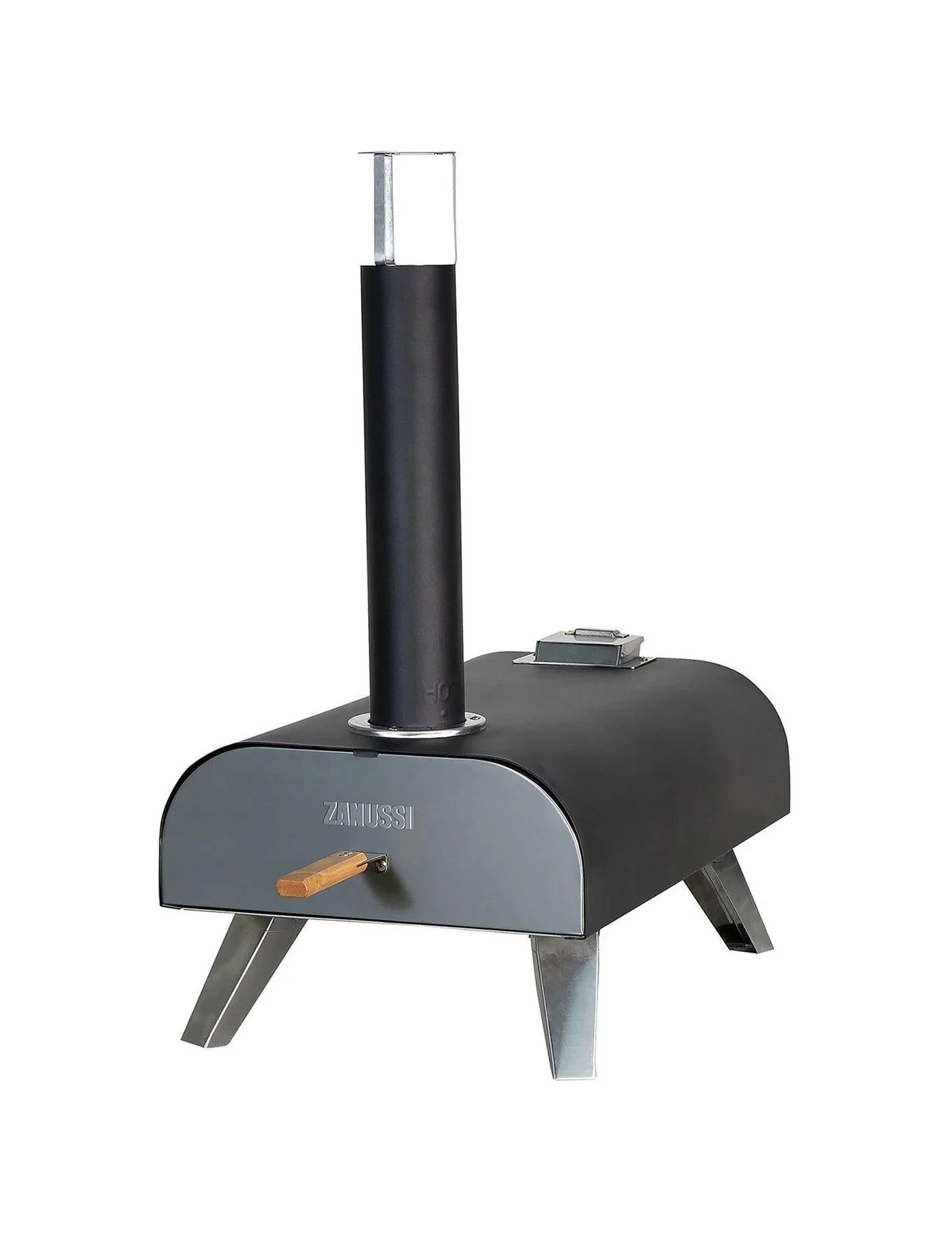 Black Painted Wood Pellet Pizza Oven With Paddle Cover Outdoor Garden
