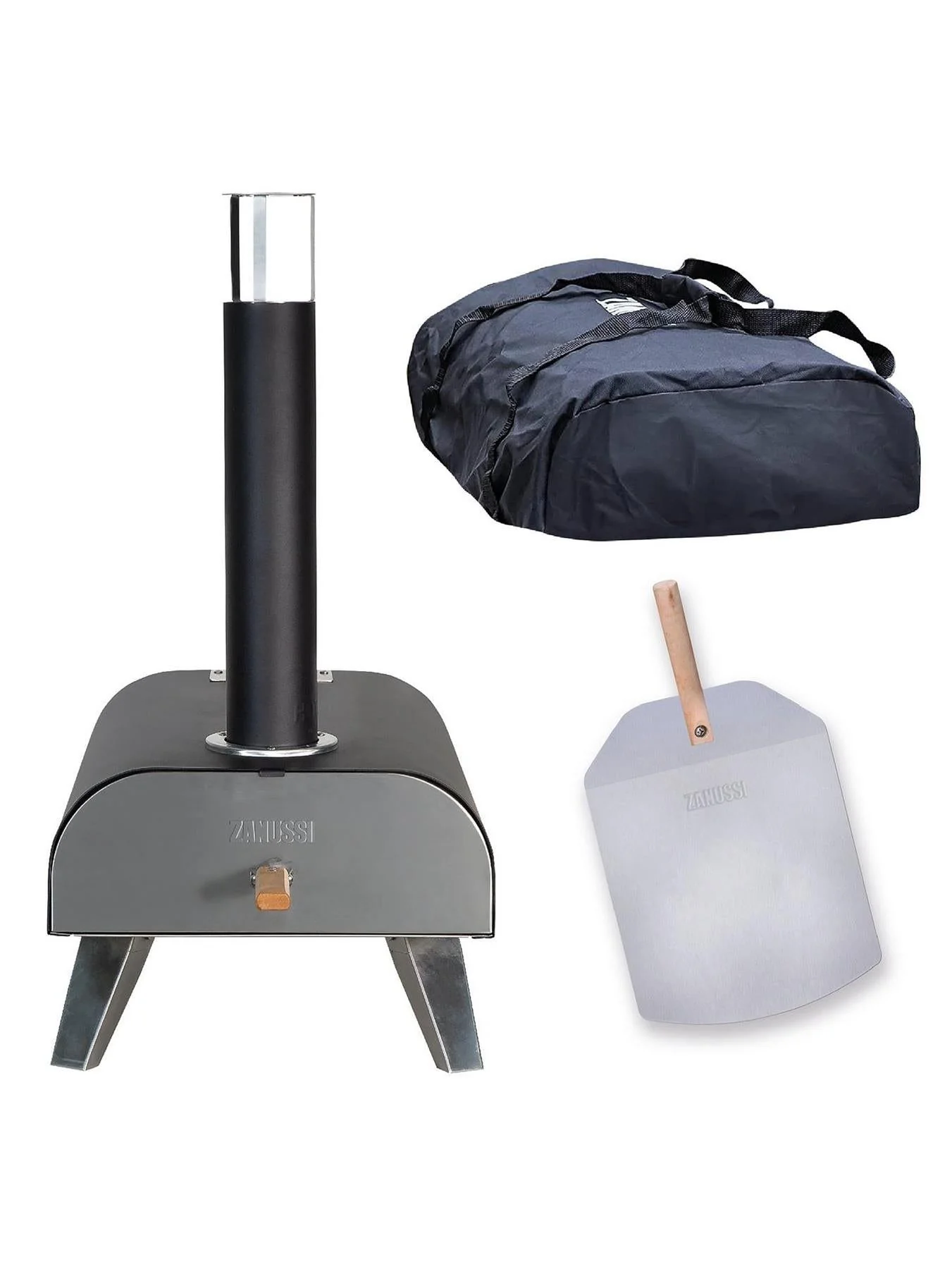 Black Painted Wood Pellet Pizza Oven With Paddle Cover Outdoor Garden - Image 4