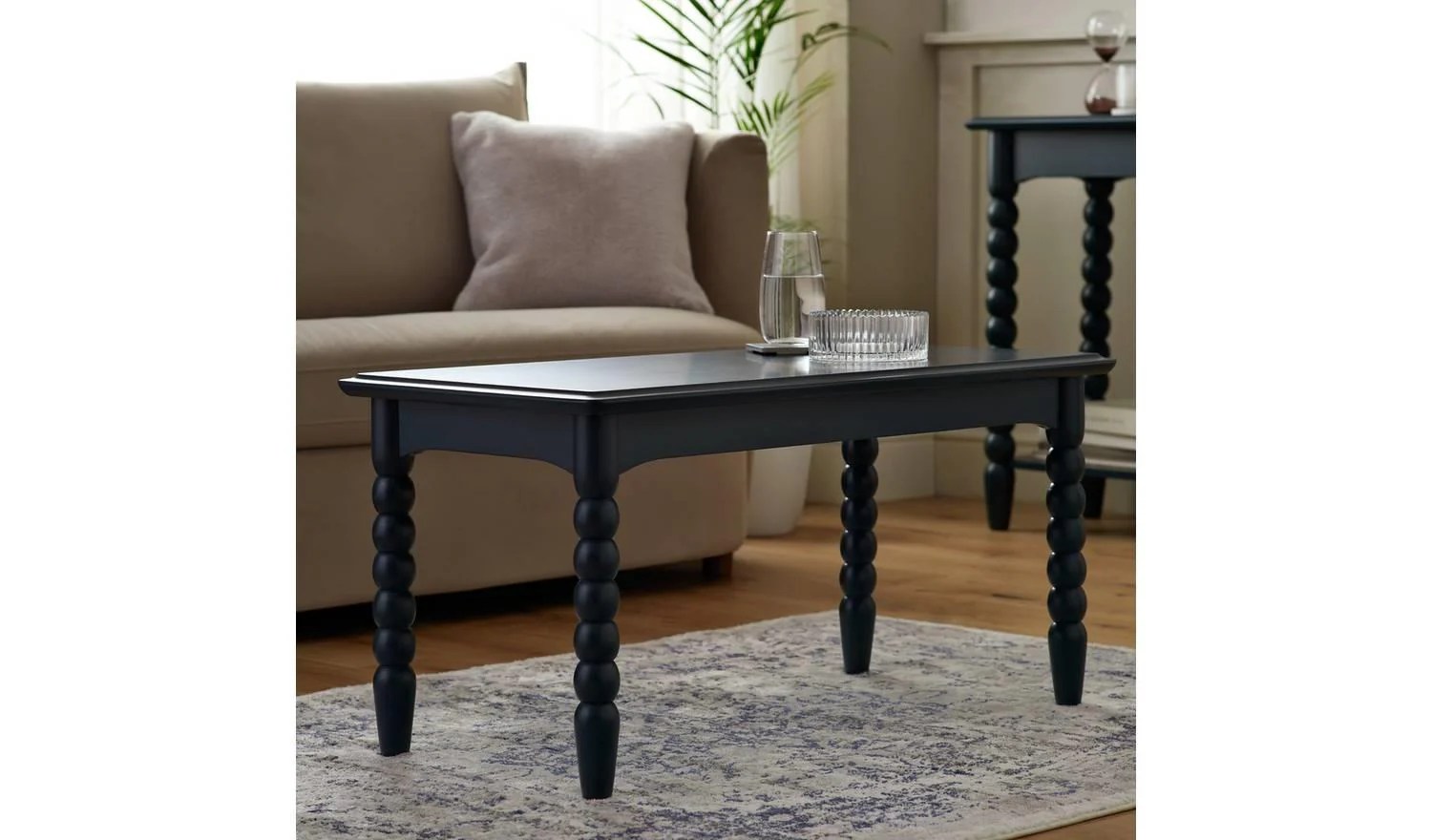 Blaire Bobbin Coffee Table Navy Modern Living Room Furniture