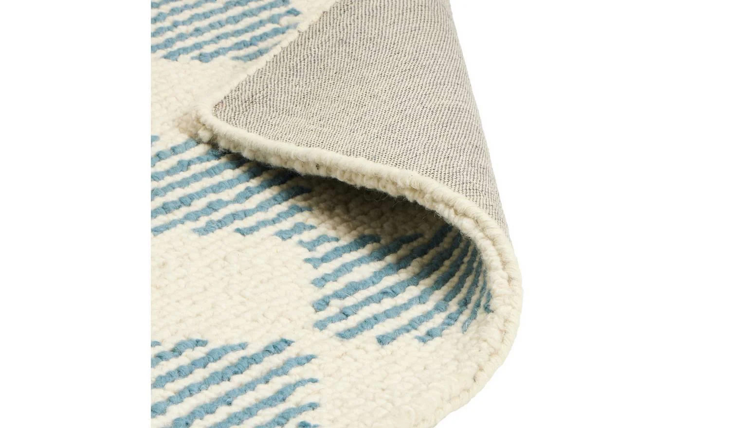 Blue Diamond Tufted Cream Wool Rug 160x230cm Bedroom Living Room Floor - Image 4