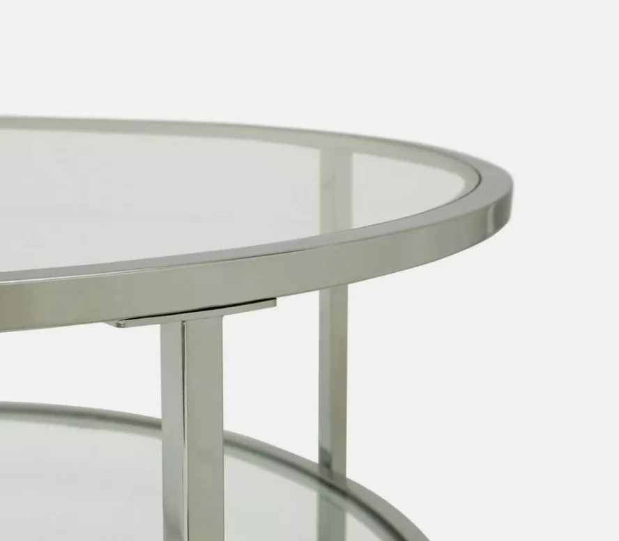 Boutique Round Coffee Table Silver Modern Living Room Furniture Glass - Image 4