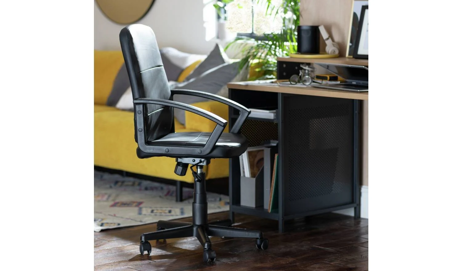 Brixham Faux Leather Office Chair Black Modern Home Office Comfort - Image 2