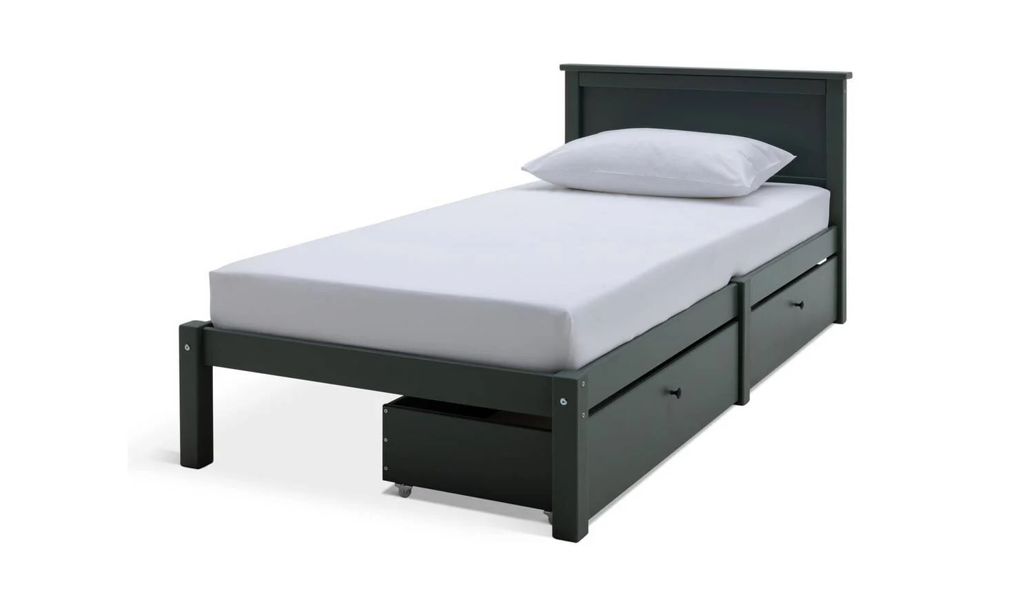 Brooklyn Single Bed Frame and Drawer - Green - Image 2