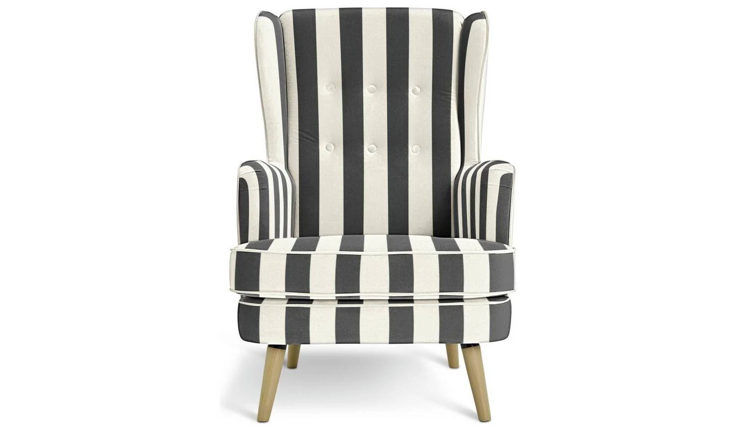Callie Fabric Wingback Chair Black & White Comfortable Lounge Design - Image 3