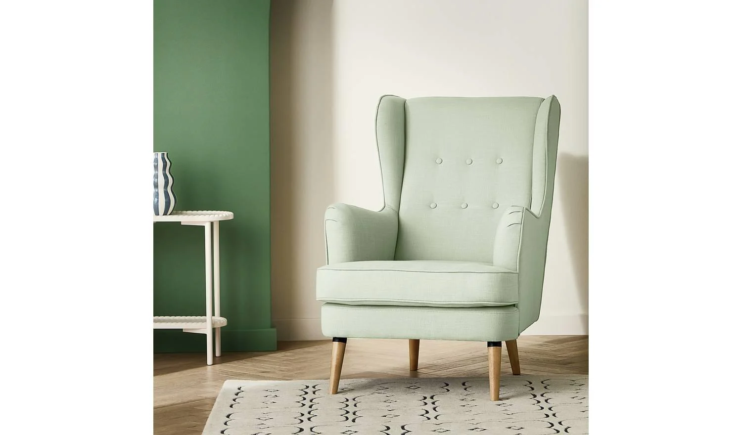 Callie Fabric Wingback Chair Green Comfortable Lounge Design With Legs