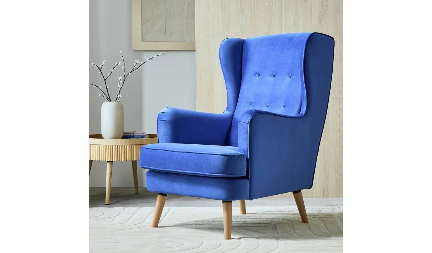 Callie Velvet Chair Cornflower Blue Comfortable Lounge Chair Design - Image 2