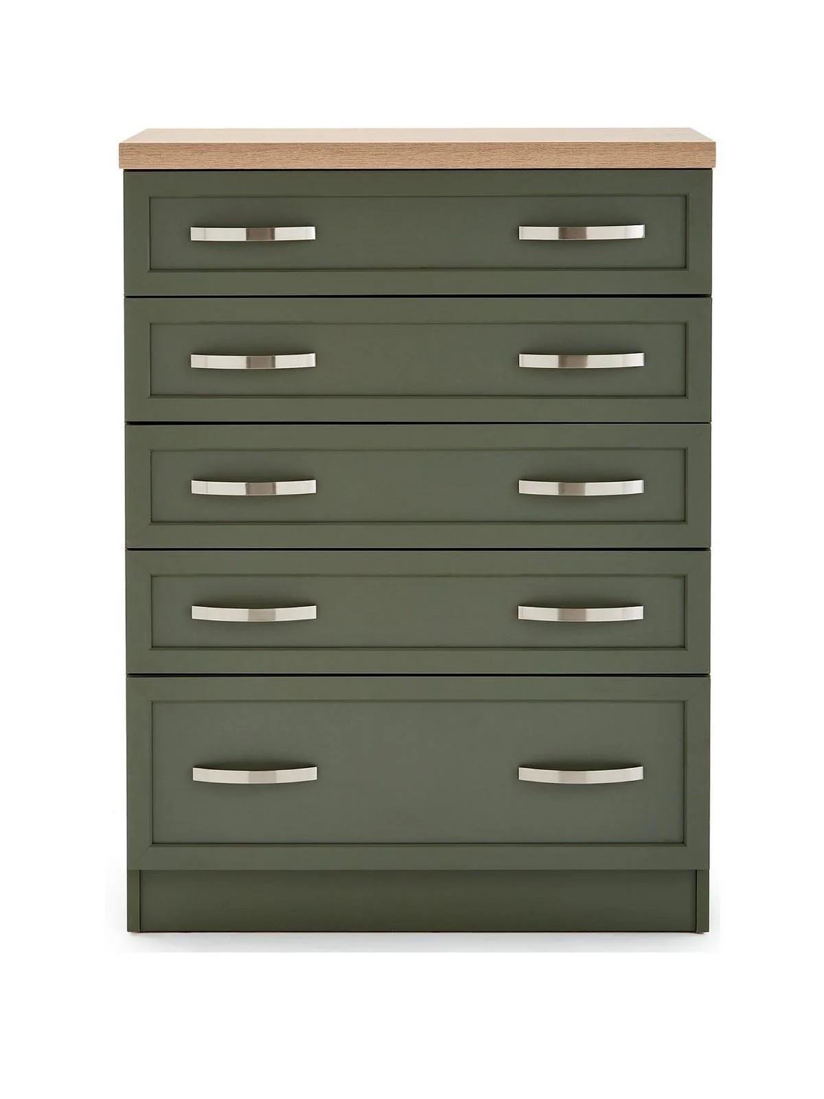 Camberley Graduated 5 Drawer Chest Green Wood Effect Modern - Image 2