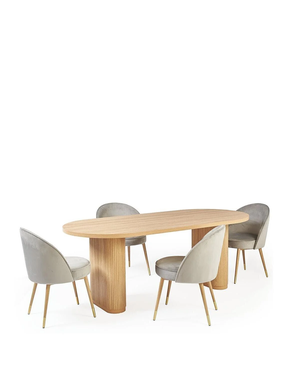 Carina 200 cm Dining Table and 4 Chairs Oak & Grey Natural Modern Dining Set - Image 2