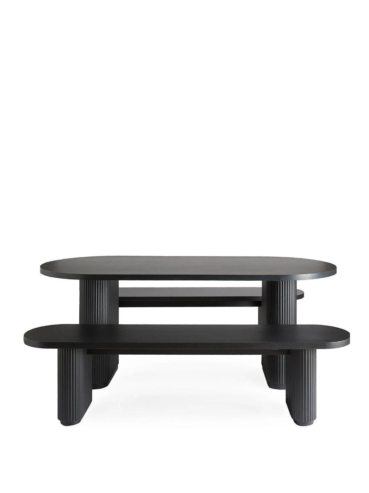 Carina Dining Table & Bench Set Black | Oval 200cm | MDF & Metal - Image 2