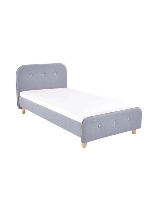 Charlie Piped Fabric Kids Single Bed Grey Modern Kids Bedroom Furniture