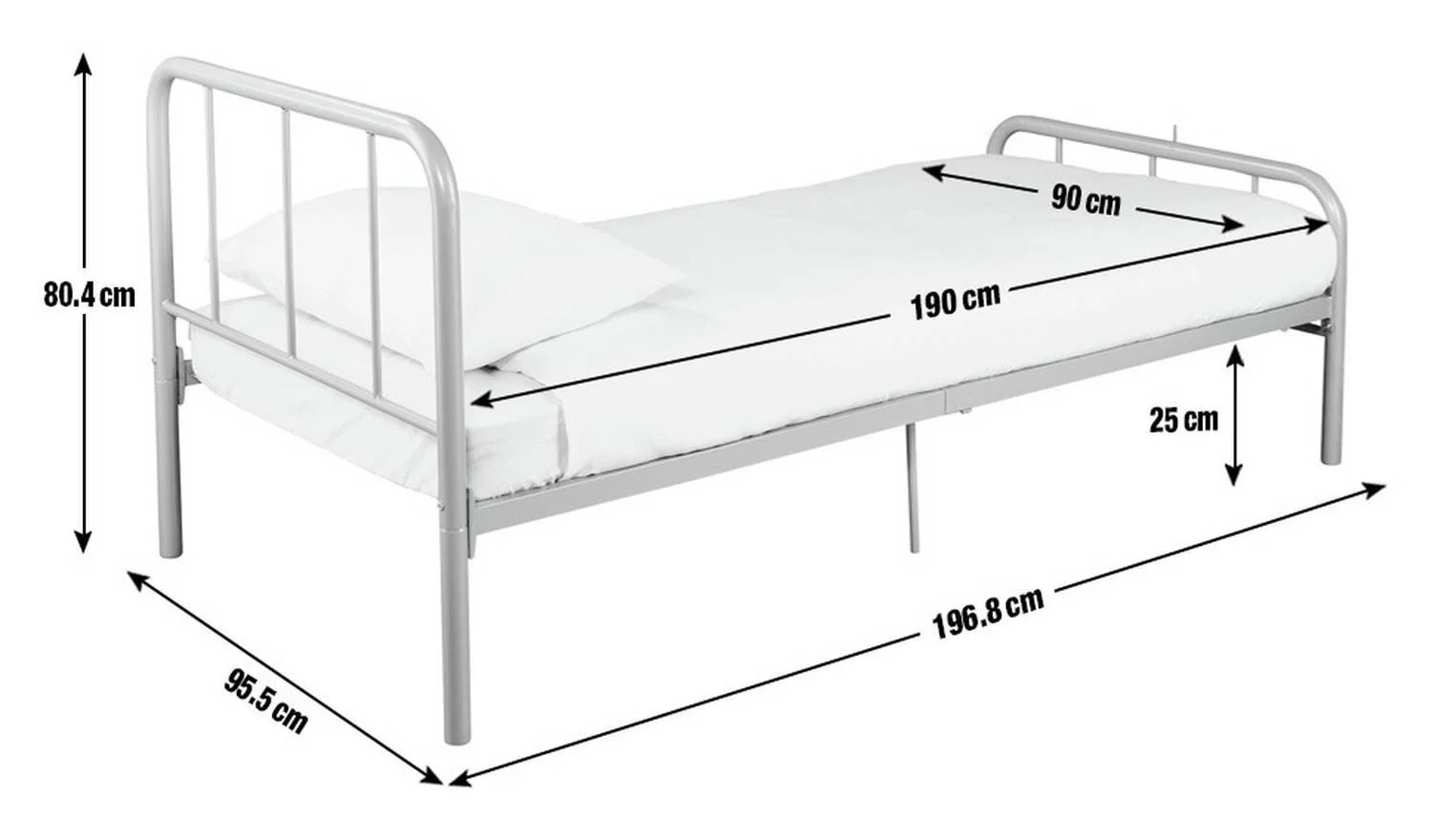 Charlie Single Metal Bed Frame White For Boys Girls Childrens Room - Image 2