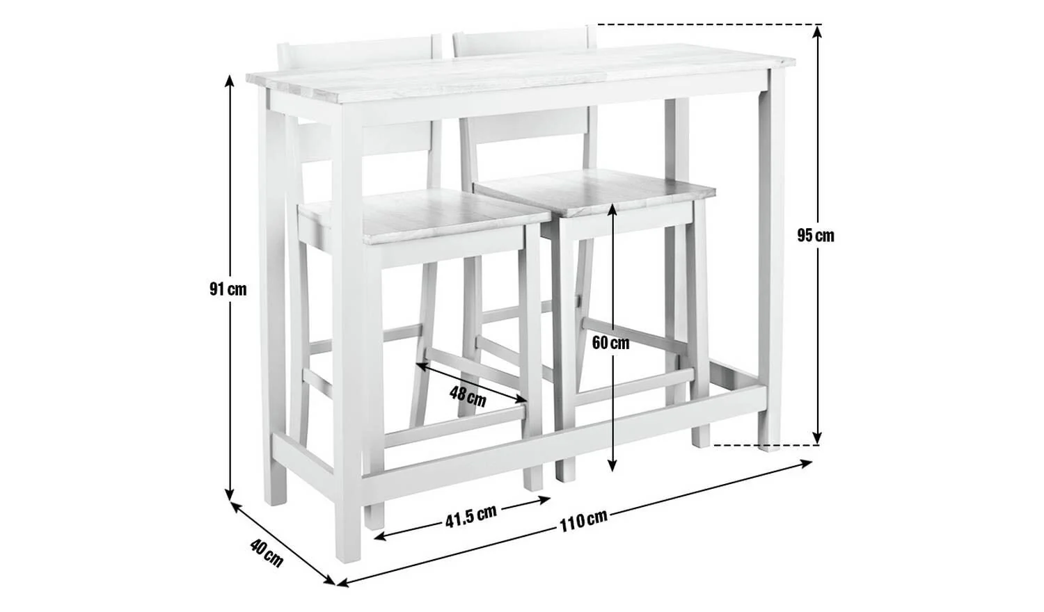 Chicago Oak Grey Bar Table & 2 Grey Chairs For Small Spaces UK - Image 2