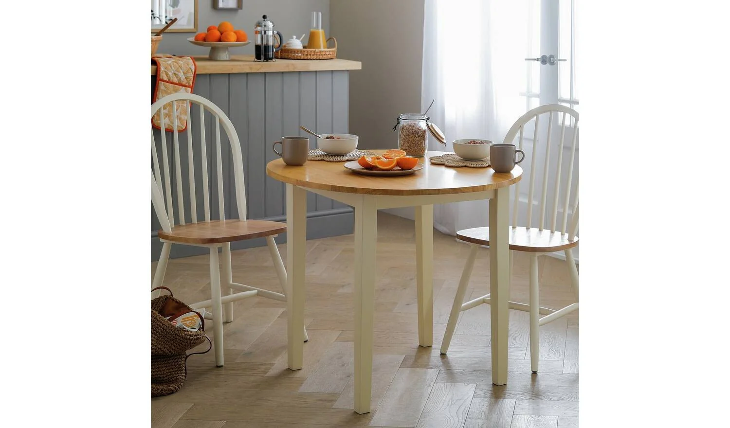Chicago Solid Wood 2-4 Seater Dining Table Off White Durable Family - Image 2