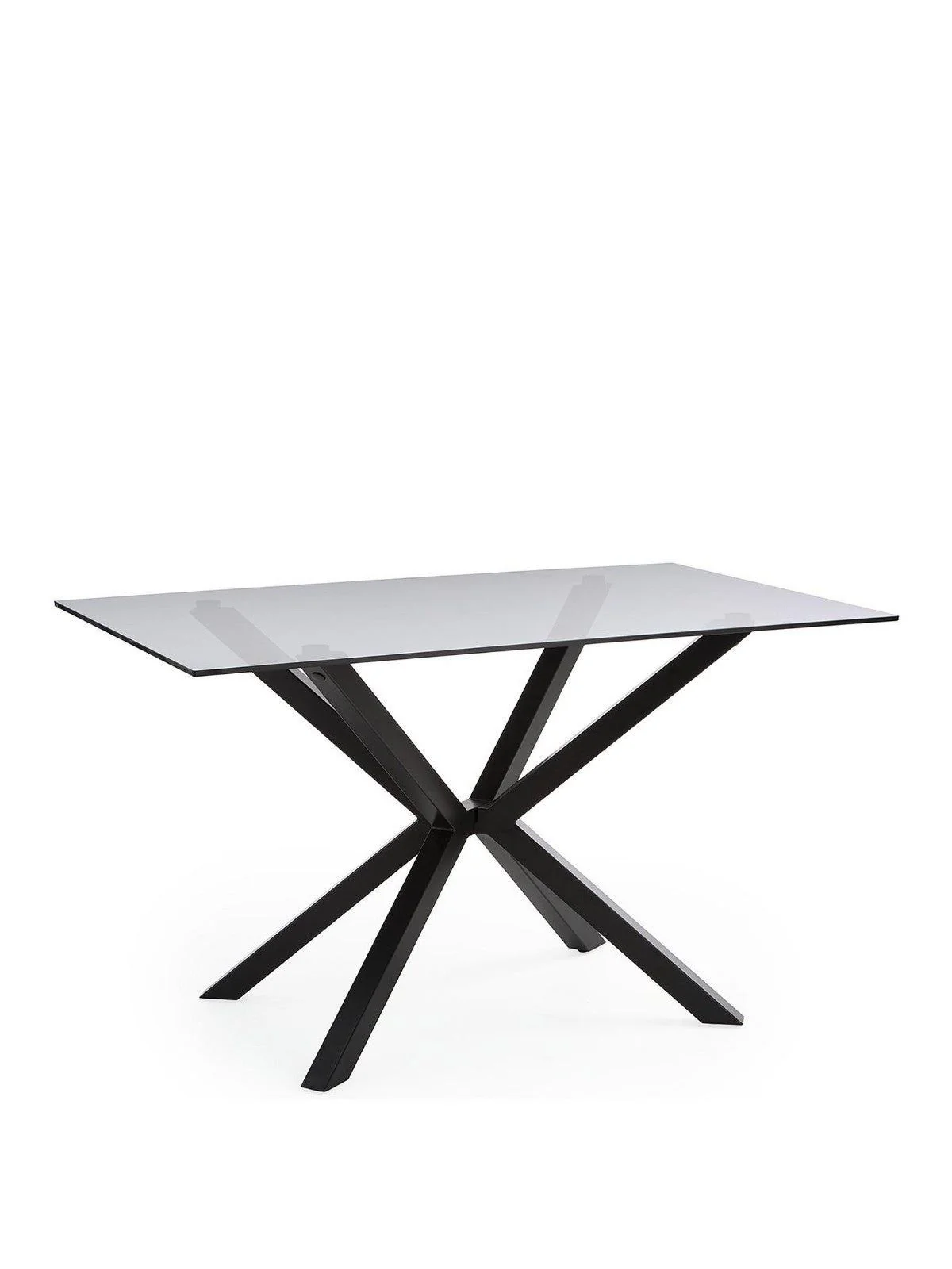 Chopstick 130 cm Rectangular Glass Top Dining Table Black Modern Kitchen - Image 2