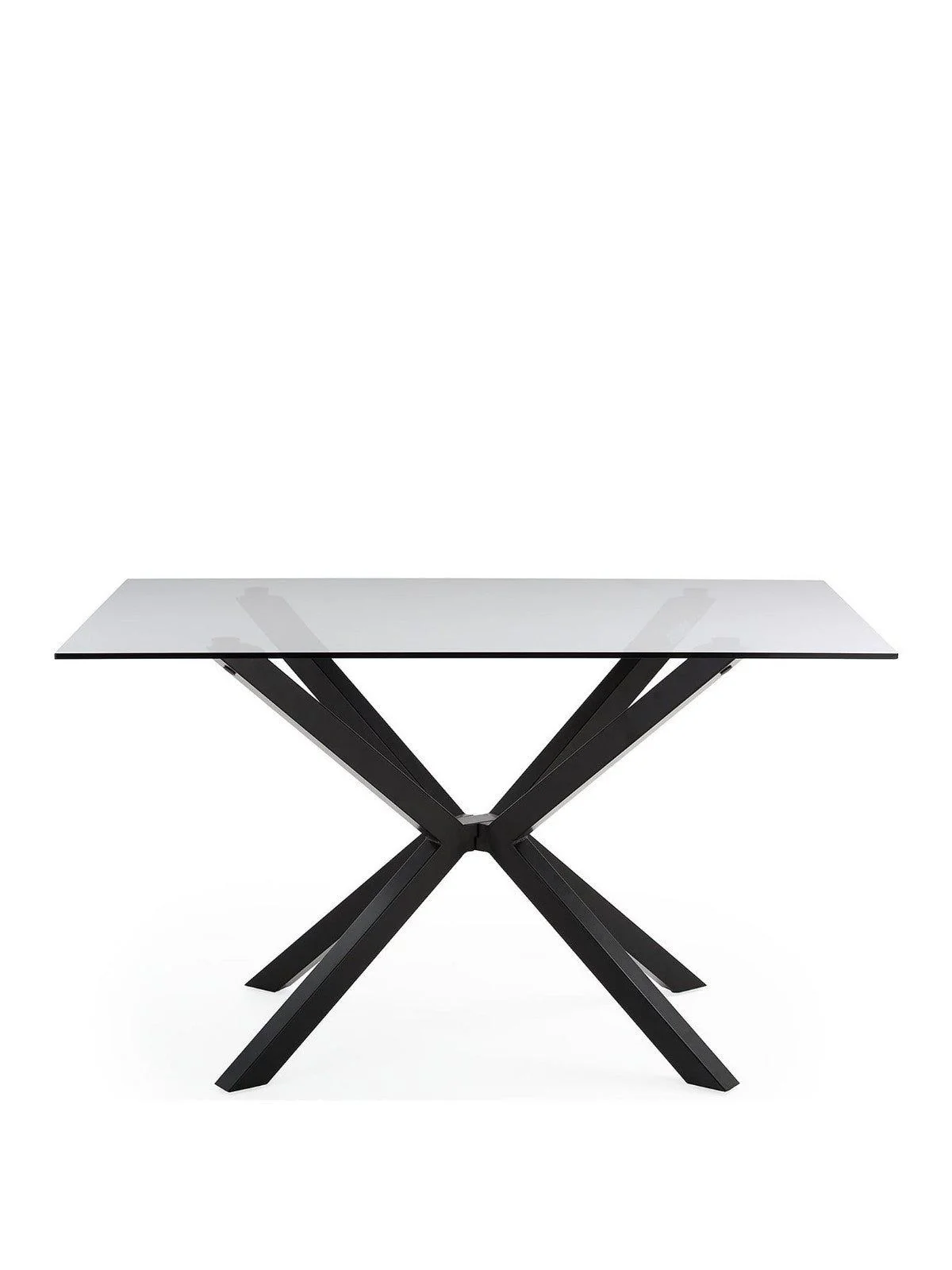 Chopstick 130 cm Rectangular Glass Top Dining Table Black Modern Kitchen - Image 3