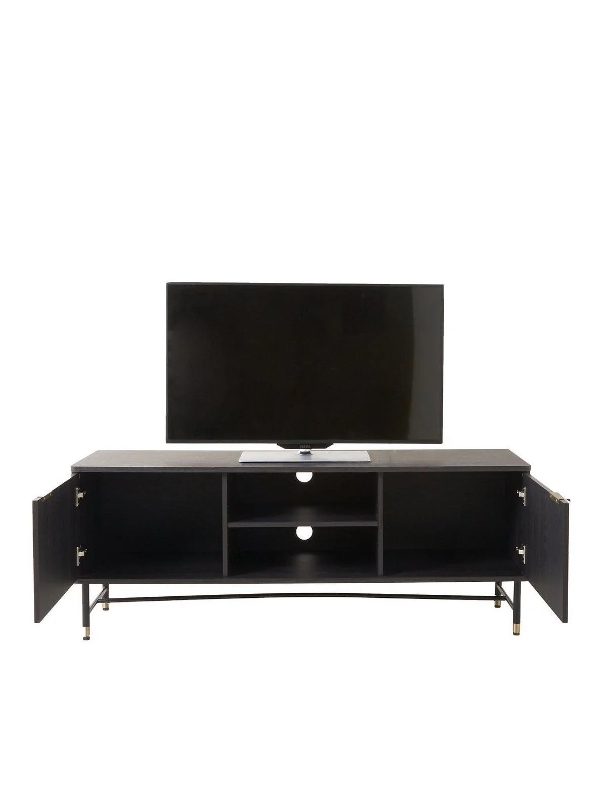 Cooper TV Unit Walnut Gold Metal Legs fits up to 60 inch Media Stand - Image 4