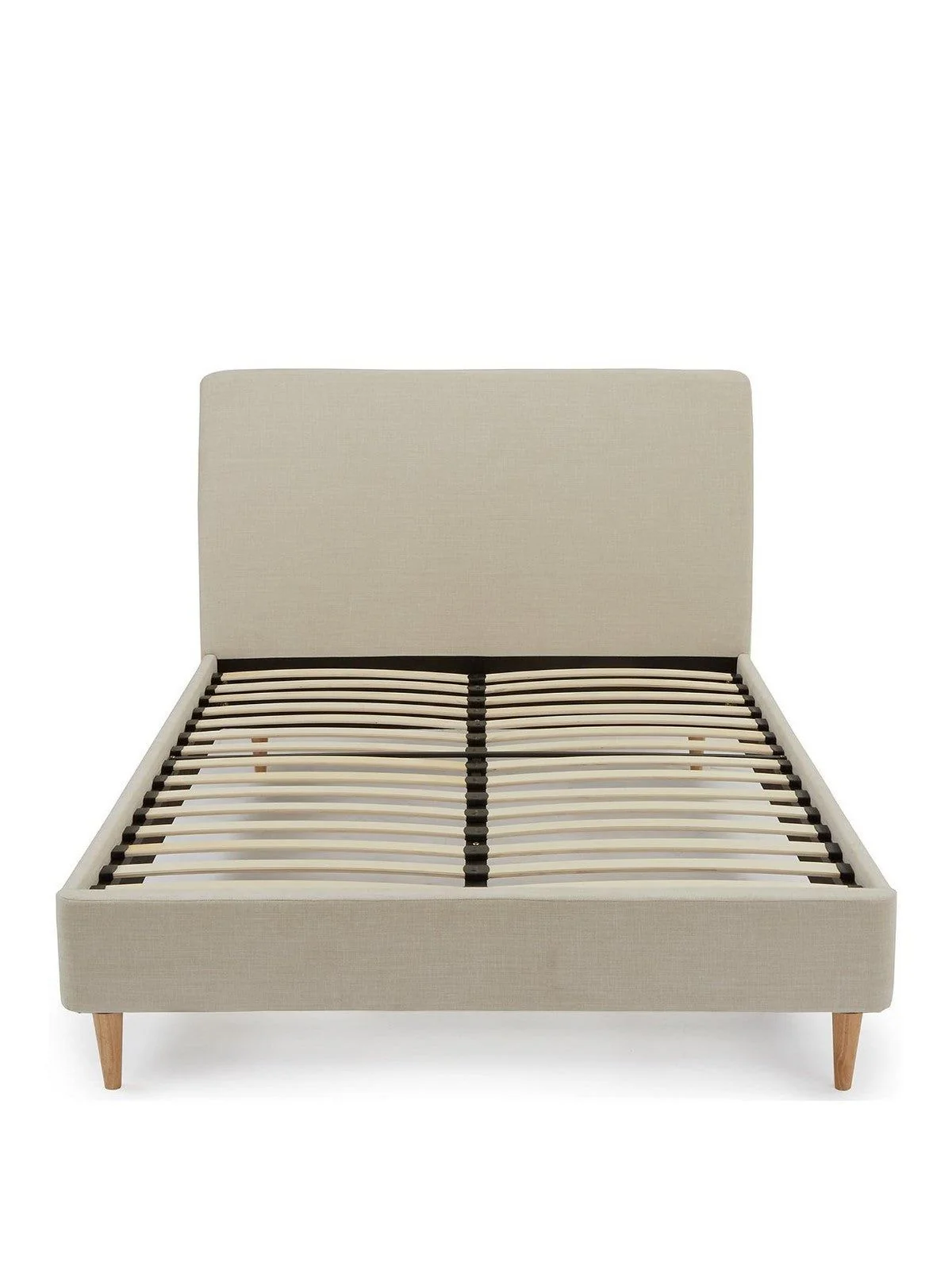 Cornwall Double Modern Bed Frame with Textured Upholstery Grey | Woven Fabric - Image 2