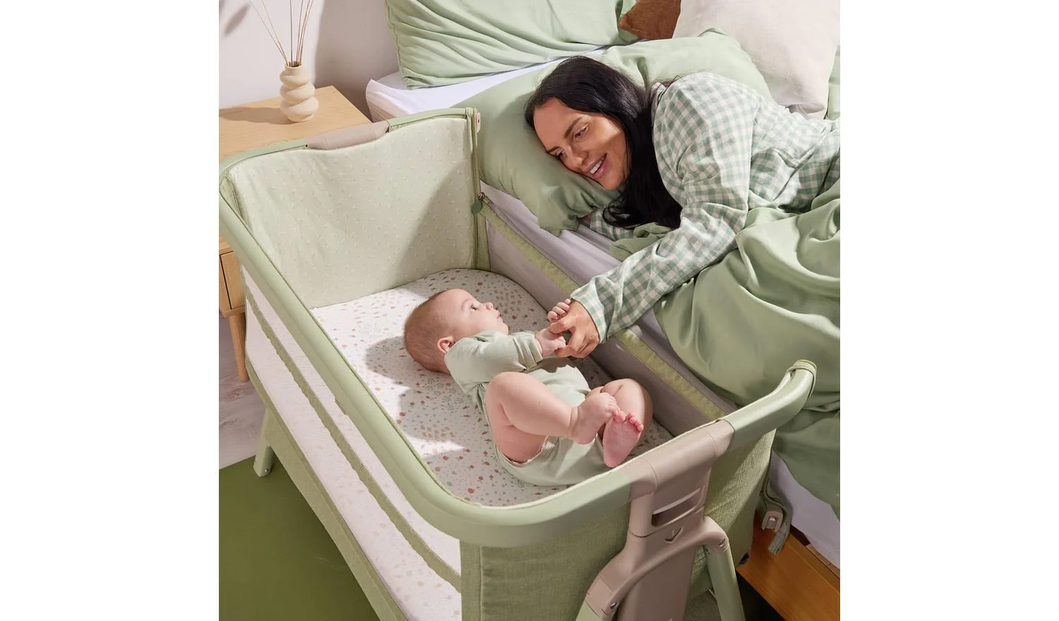 Cozee Zen Eucalyptus Bedside Crib 30 Sec Fold Travel - Image 7