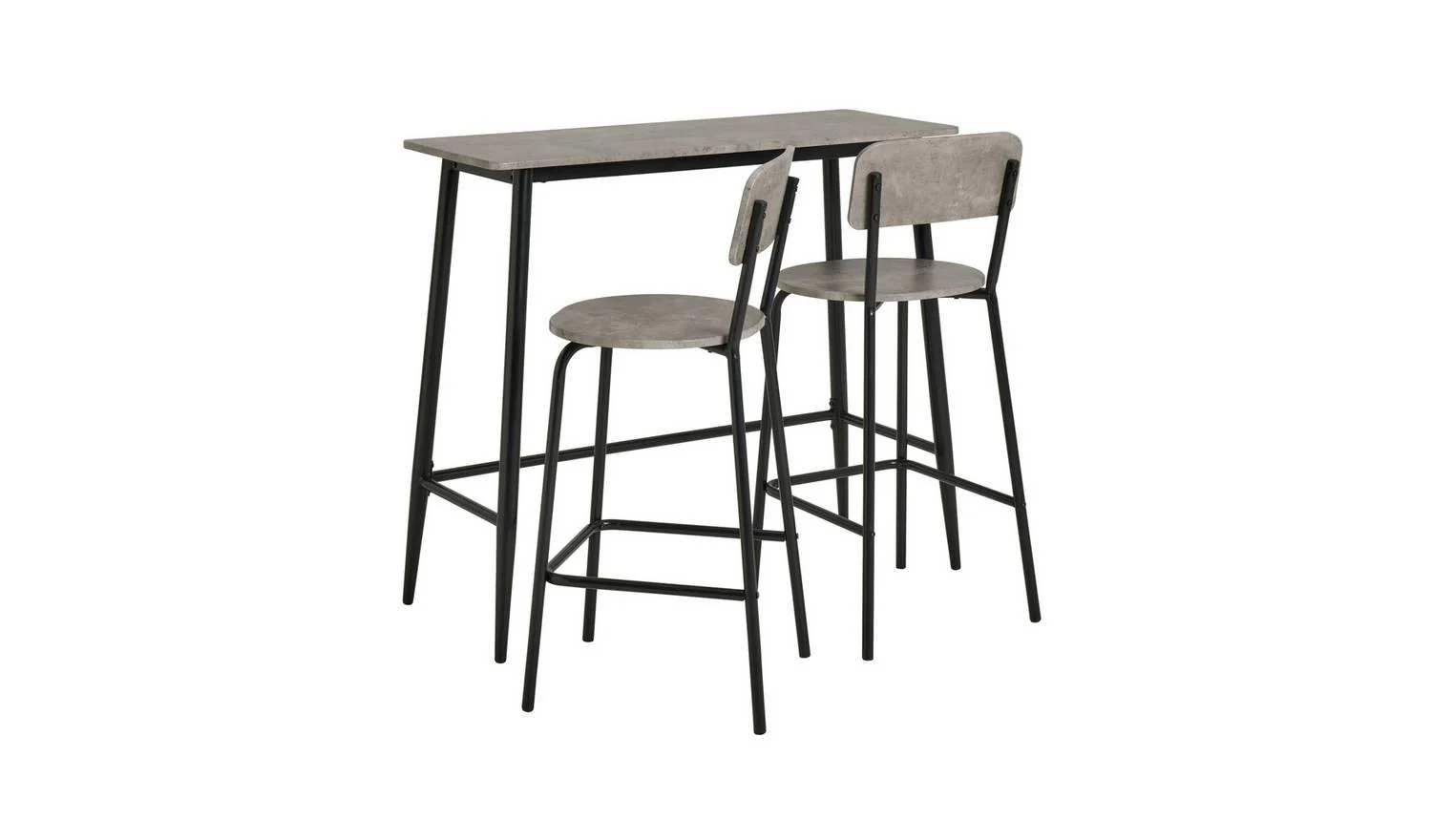 Crowe Grey Dining Table & 2 Grey Stools Kitchen Bar Set