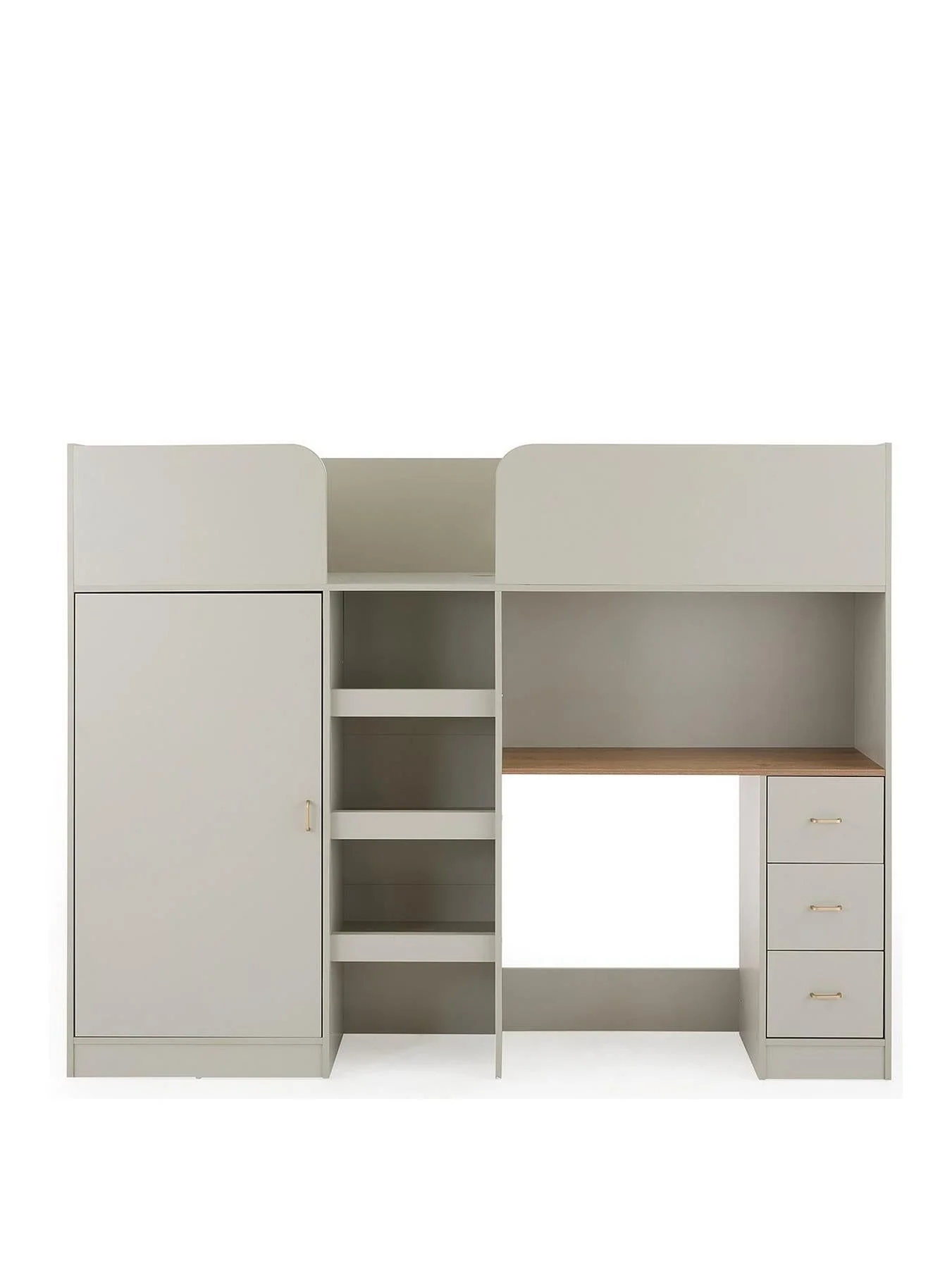 Daisy High Sleeper Bed Frame Grey Oak With Drawers Desk Wardrobe Kids - Image 2