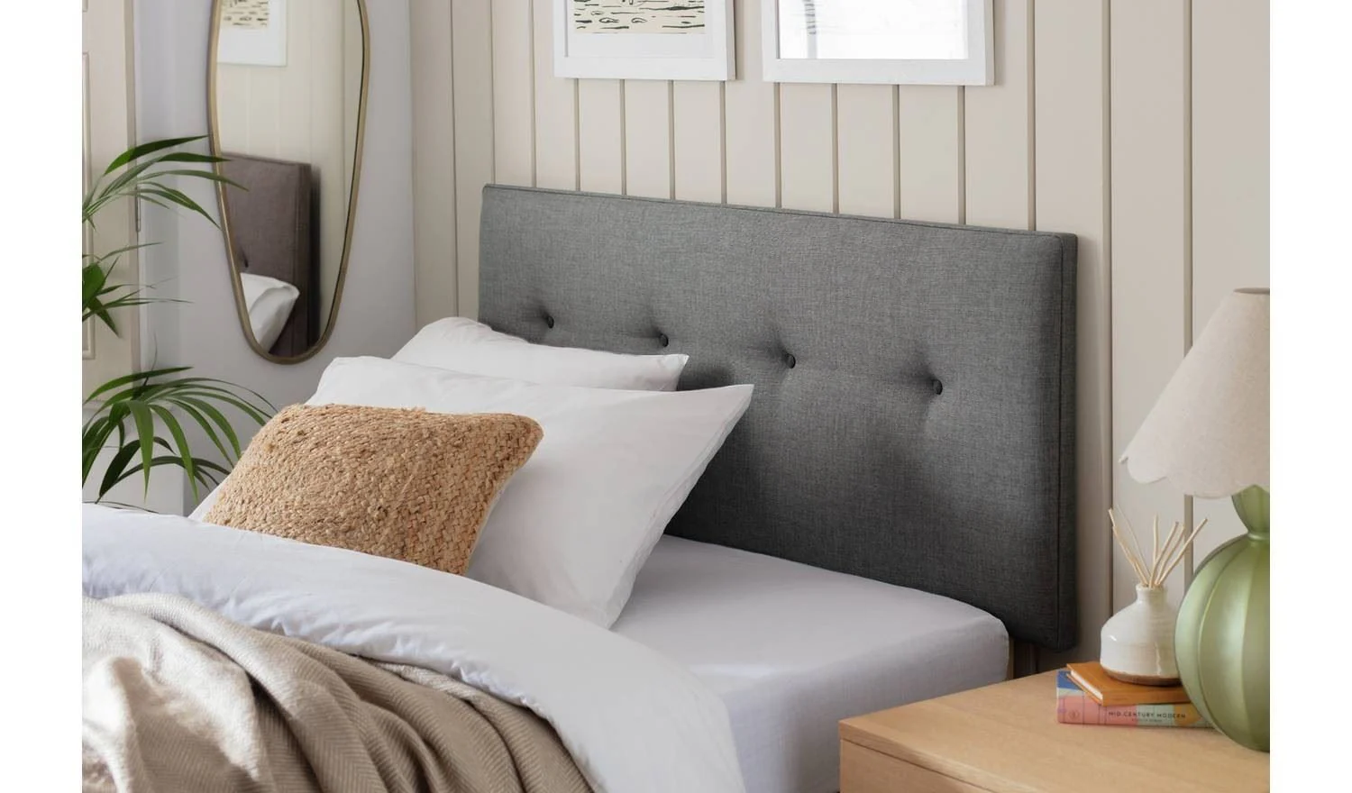 Dalham Fabric Kingsize Headboard Grey Stylish Comfortable Bed Decor for Any Room